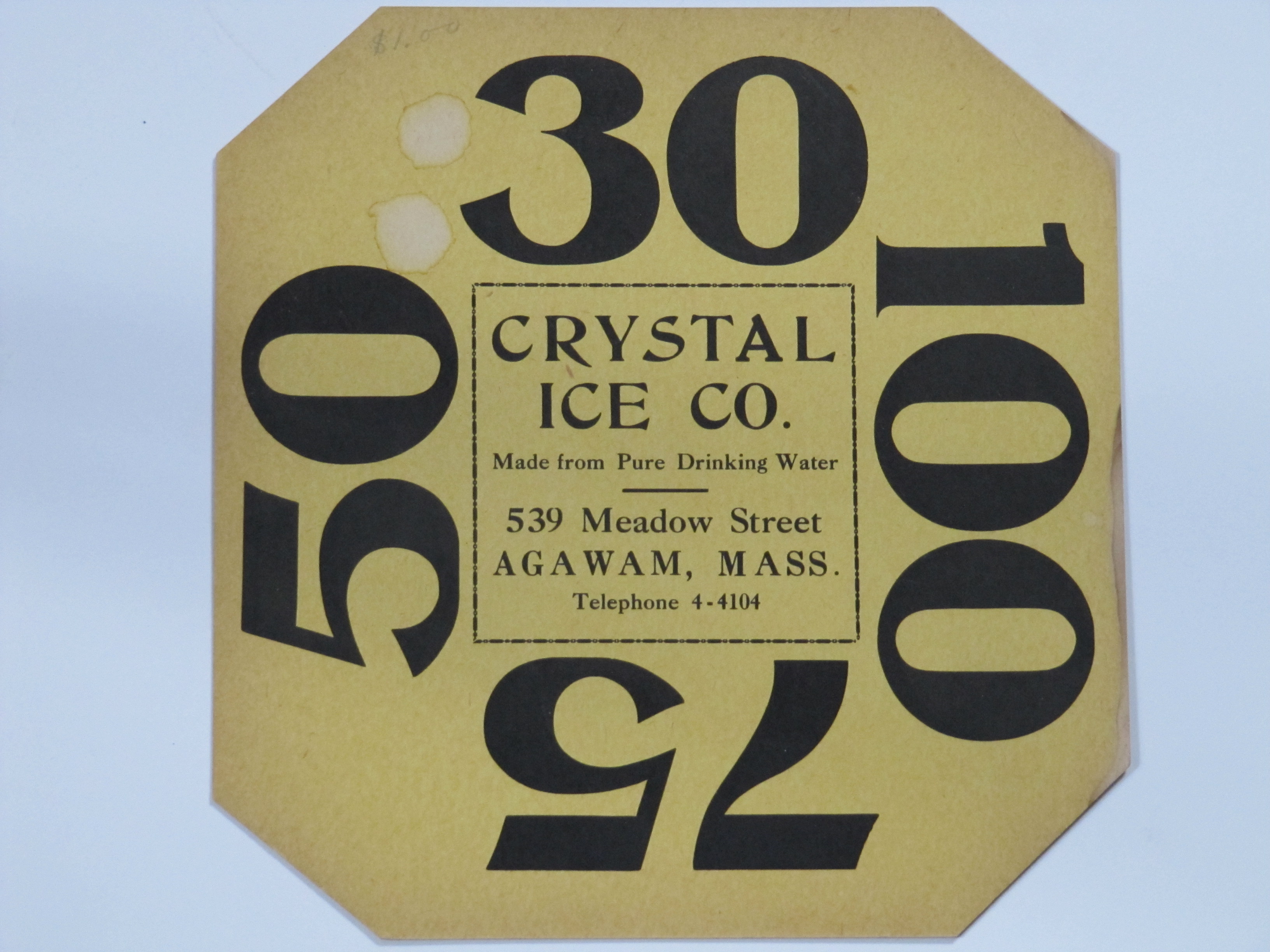 Crystal Ice Co. Agawam,Mass.